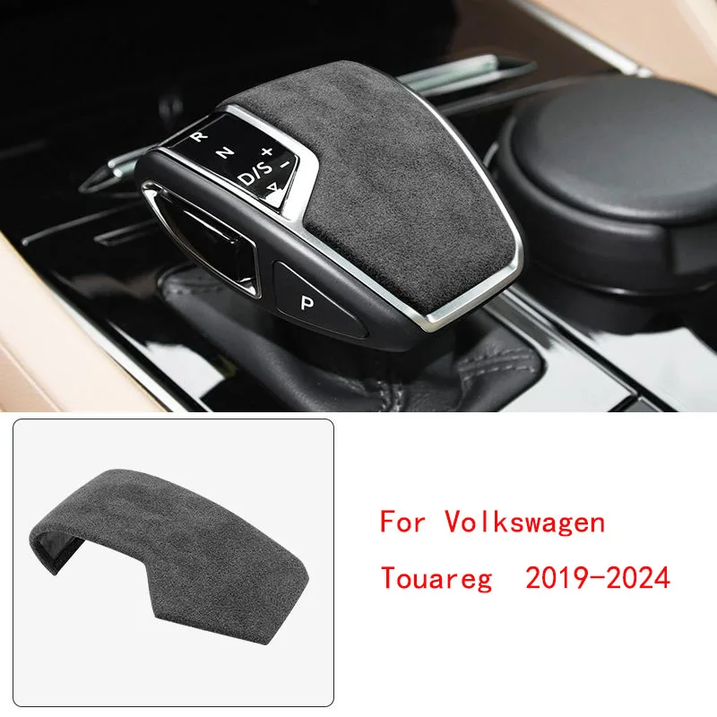 Suède Protector Pookknop Cover Hendel Stok Hoofd Auto Accessoires Voor Volkswagen Lhd Touareg 2019-2024