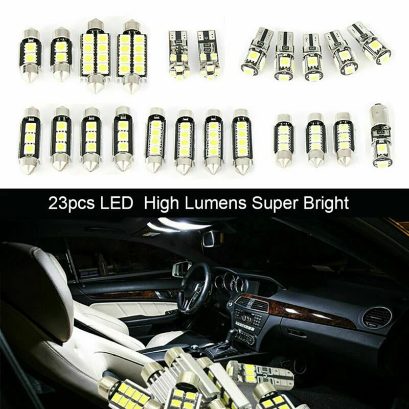 46Pcs LED Car Interior Light Dome Trunk Map License Plate Lamp Bulb Kit