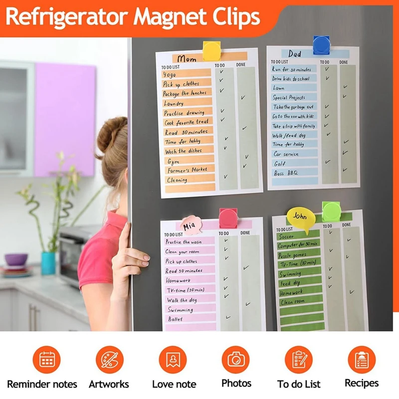 คลิปแม่เหล็กติดตู้เย็น54ชิ้นคลิปโลหะสำหรับงานหนักคลิปแม่เหล็กล็อกเกอร์สำหรับตู้เย็น