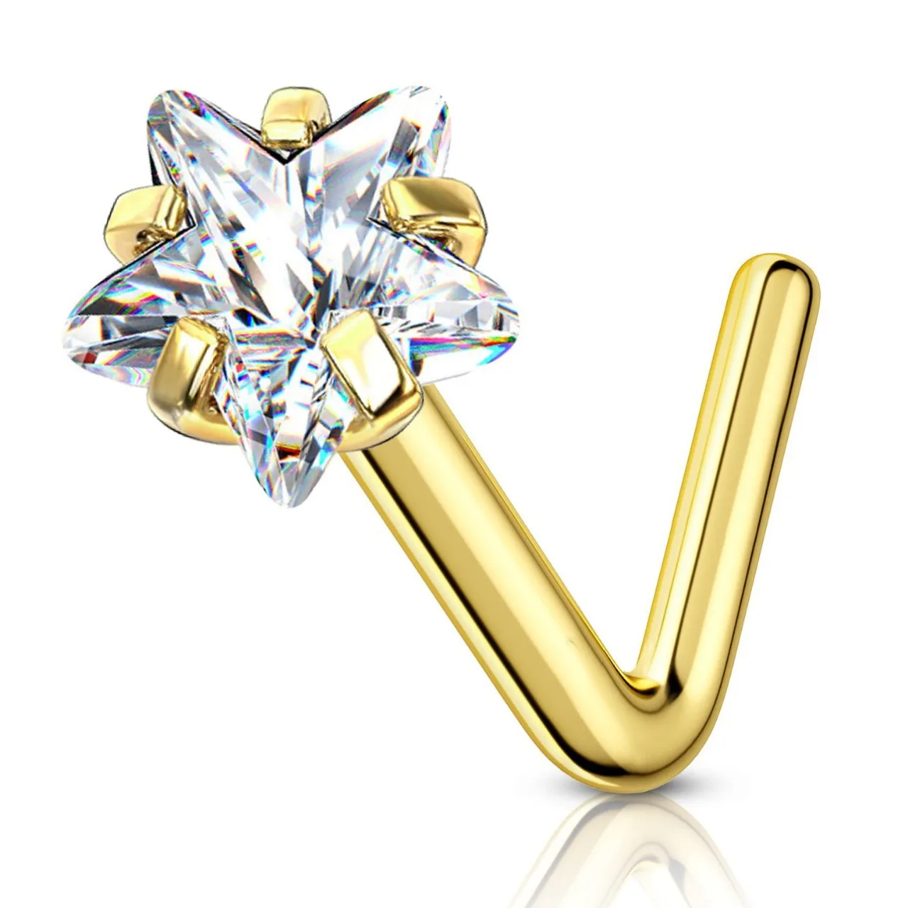 

925 Sterling Silver Five-pointed Star Zircon Nose Stud Nose Piercing Hoop Jewelry Popular in Europe and America