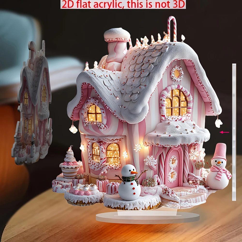 1 Bohemian style acrylic pink ice house snowman lamp, a wint