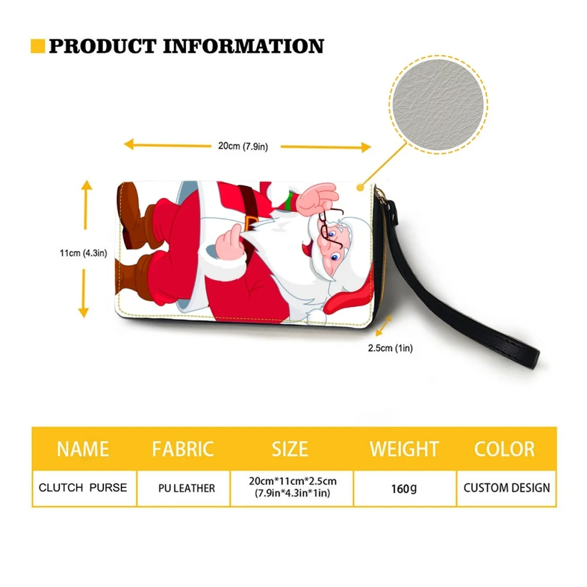 Belidome The lovely Santa Claus Print Wallets for Womens RFID Blocking Leather Card Holder Clutch Bags Around Zip Long Purse