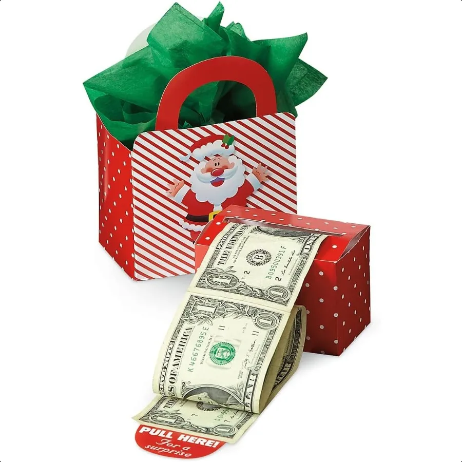 

Счастливый Санта-Рождественский диспенсер для денег и подарочный пакет, 21 2 x 3 дюйма, держатели для купюр с 3 x 61 2 x 9 дюймов, подарочный пакет, веселый праздник Cas
