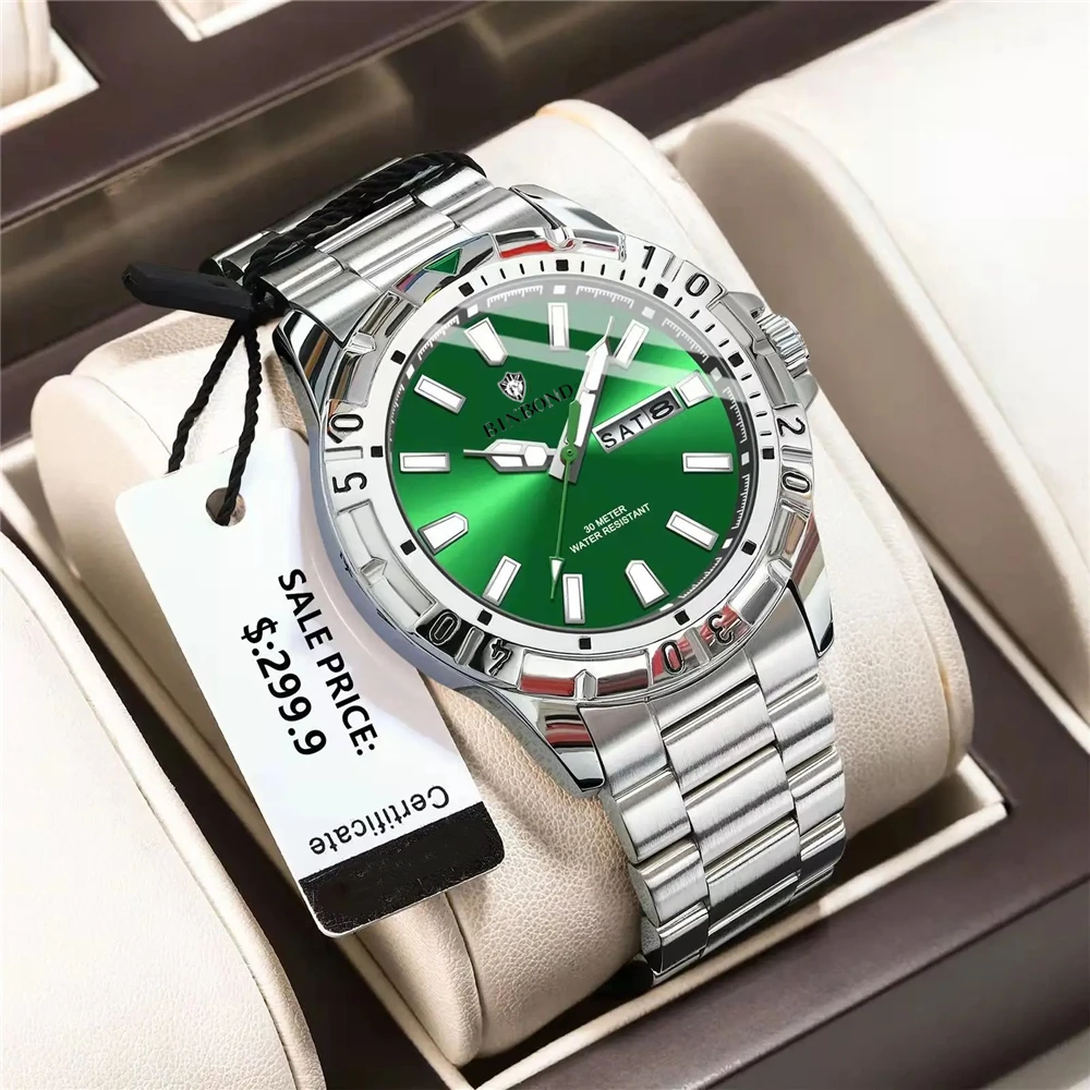 

Luxury Brand Men Automatic Watch For Man High Quality Fashion Quartz Wristwatches Gifts Mens Watches Green Digital Gold Clock