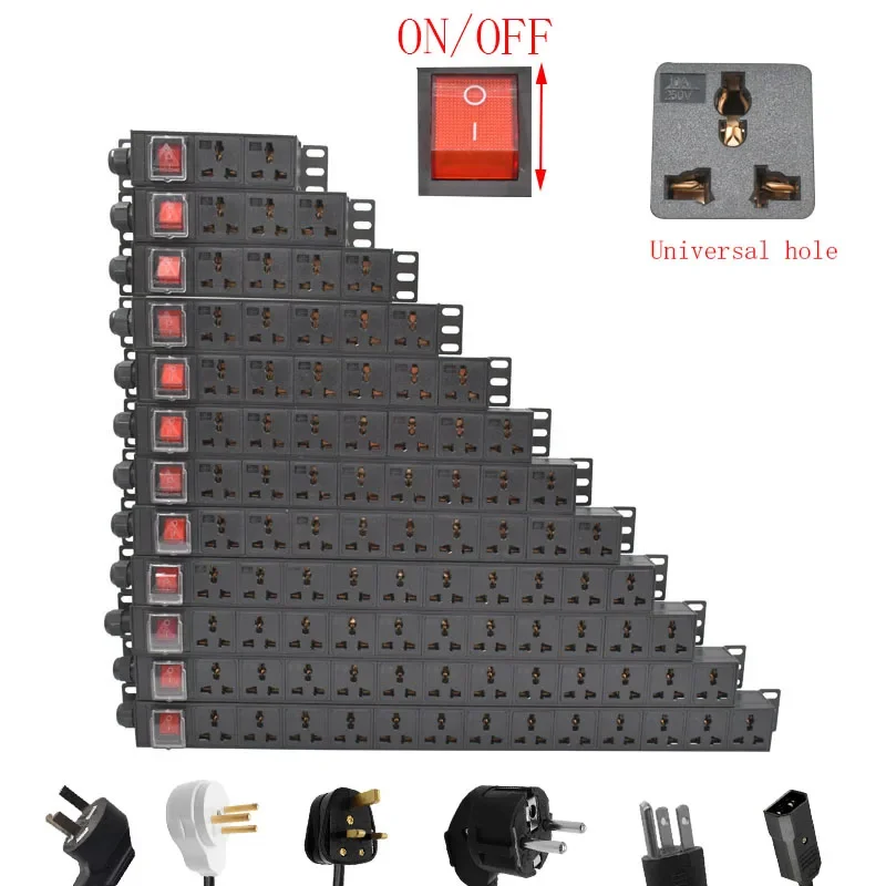 PDU power strip Distribution Network Cabinet Rack  2-11Unit Universal output Electrical Socket AU/EU/US/UK/Thailand/Israel PLUG