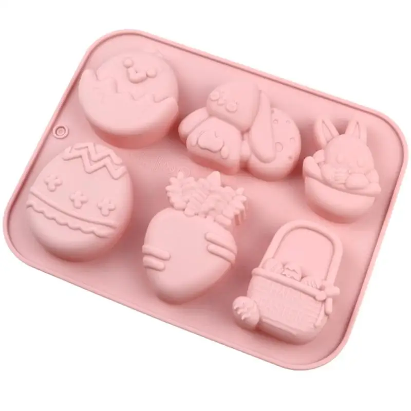 1/4Pcs Chocolate Candy Baking Tool Easter Bunny Egg Shaped Silicone Cake Cookies Mold For Easter Kids Birthday Party DIY Decor