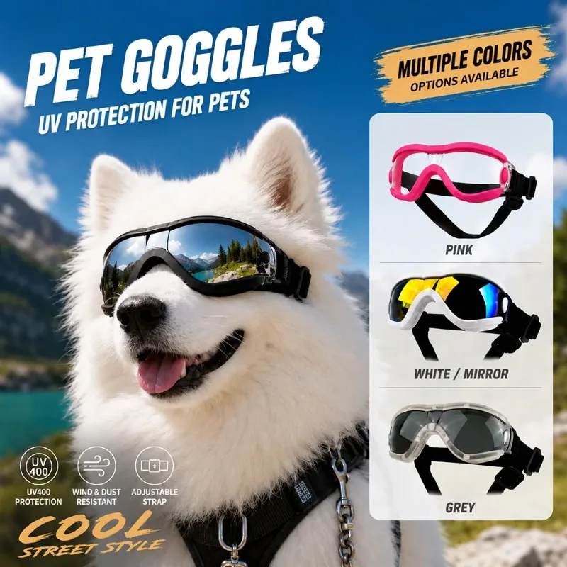 UV Protective Goggles for Dogs Cat Sunglasses Cool Protection Eyewear for Small Medium Dogs Outdoor Riding Pets Accessorie