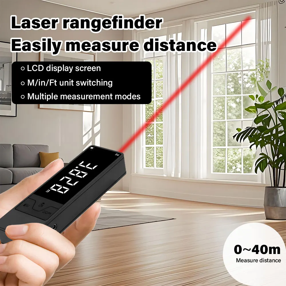 

Портативный мини-лазерный дальномер, высокоточный лазерный дальномер. Зарядка через USB, подходит для декора интерьера, 40 м