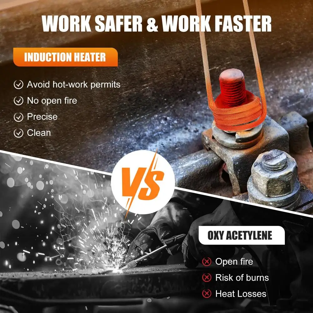 1100W 110V Hand Held Induction Heater Bolt Removal Kit Tool with LED Light Cooling Fan 4 Coils Threaded Nuts Rusty Screws Gears