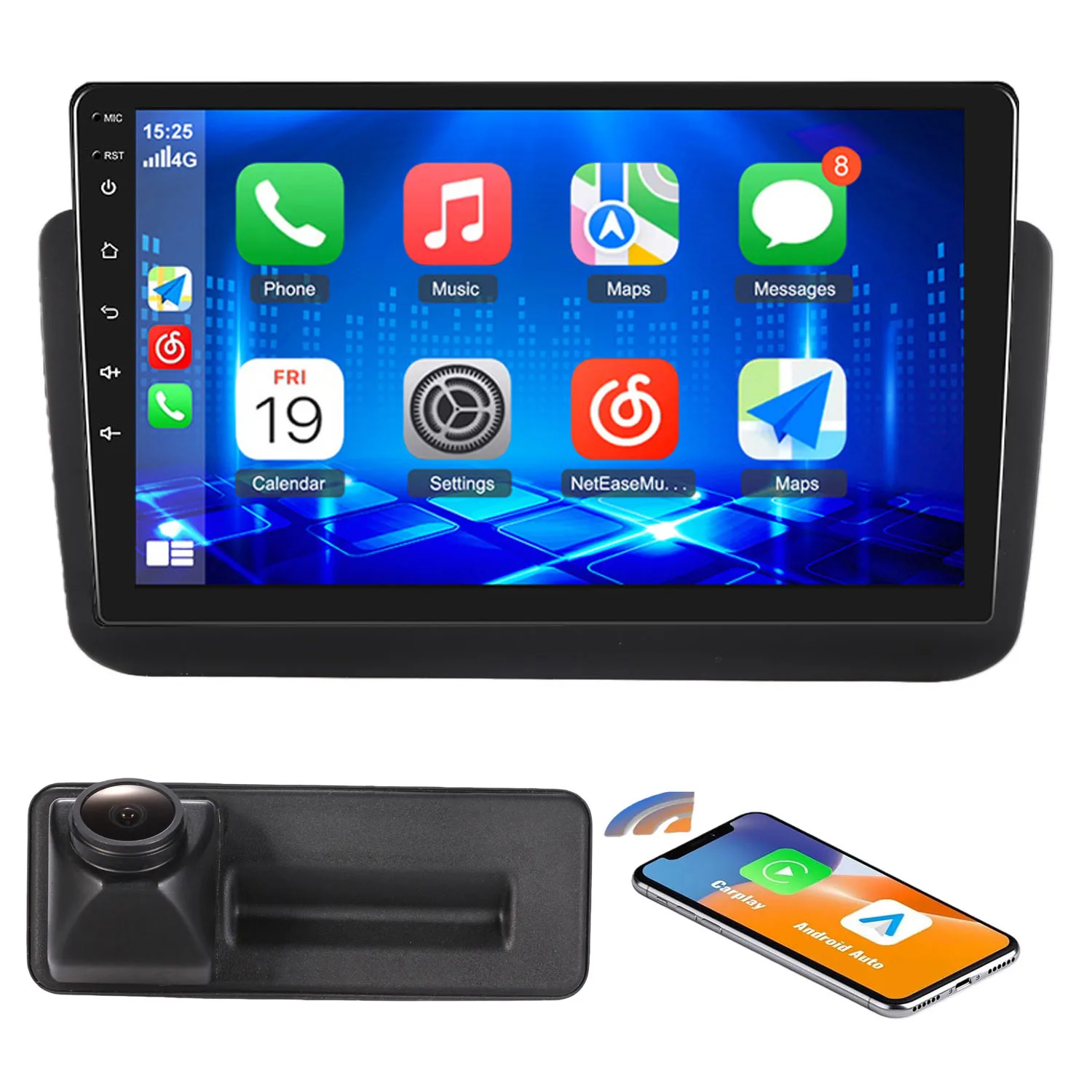 Radio para coche Android 4+64GB con Carpaly, GPS, navegación y cámara de marcha atrás para Audi A1 8X 8X1 8XK 8XF /AUDI Q3 8U MMI Quattro S Line Sport