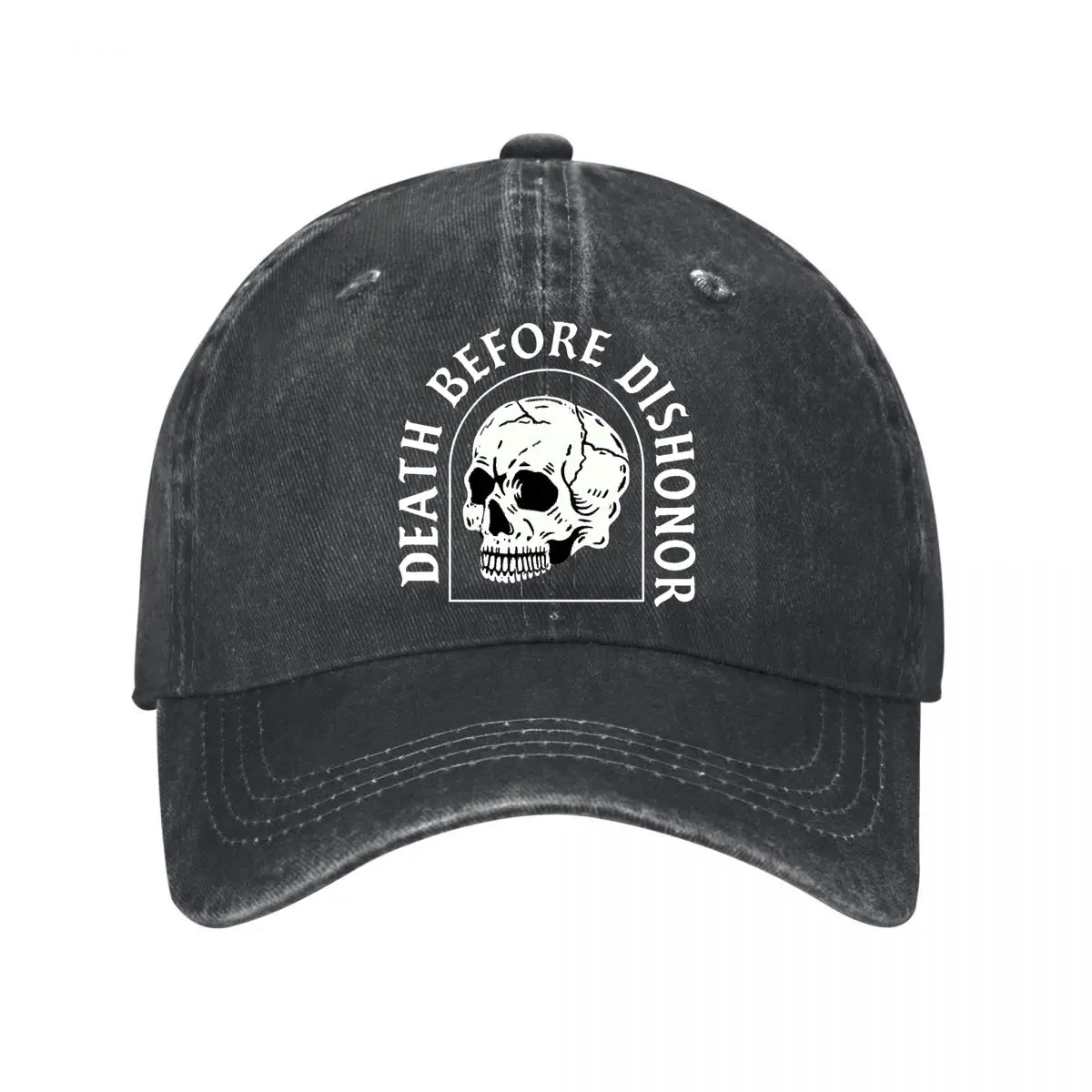 Death Before Dishonor Skull Graphic Washed Baseball Cap Outdoor Hat
