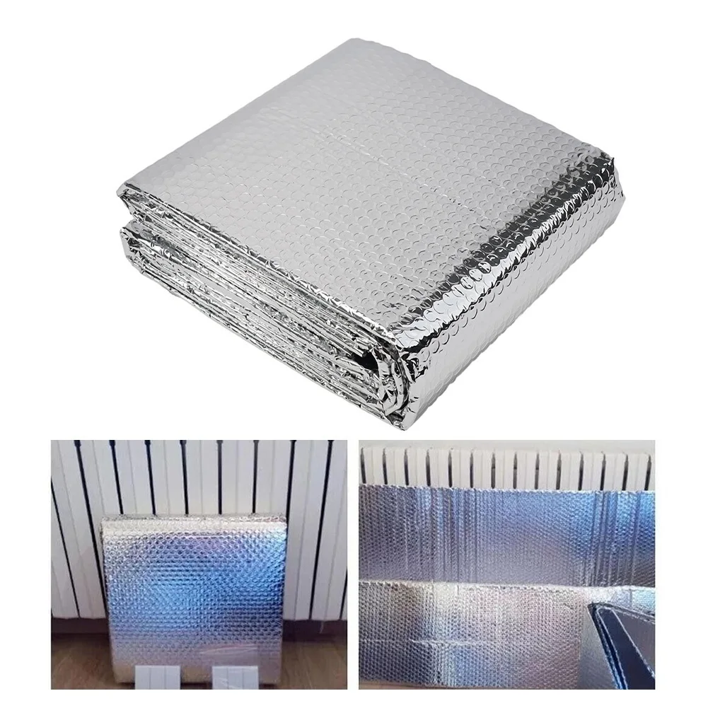 1pc Radiator Insulation Foil 5m X 60cm Double Sided Aluminum Foil Insulation Sheet Foam Thermal Insulation Film