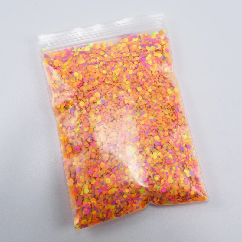 50g/bag Neon Rainbow Multi-colored Chunky GlitterMulticolor Round Circle Glitter 50g Eco-Friendly Solvent Resistant Glitter