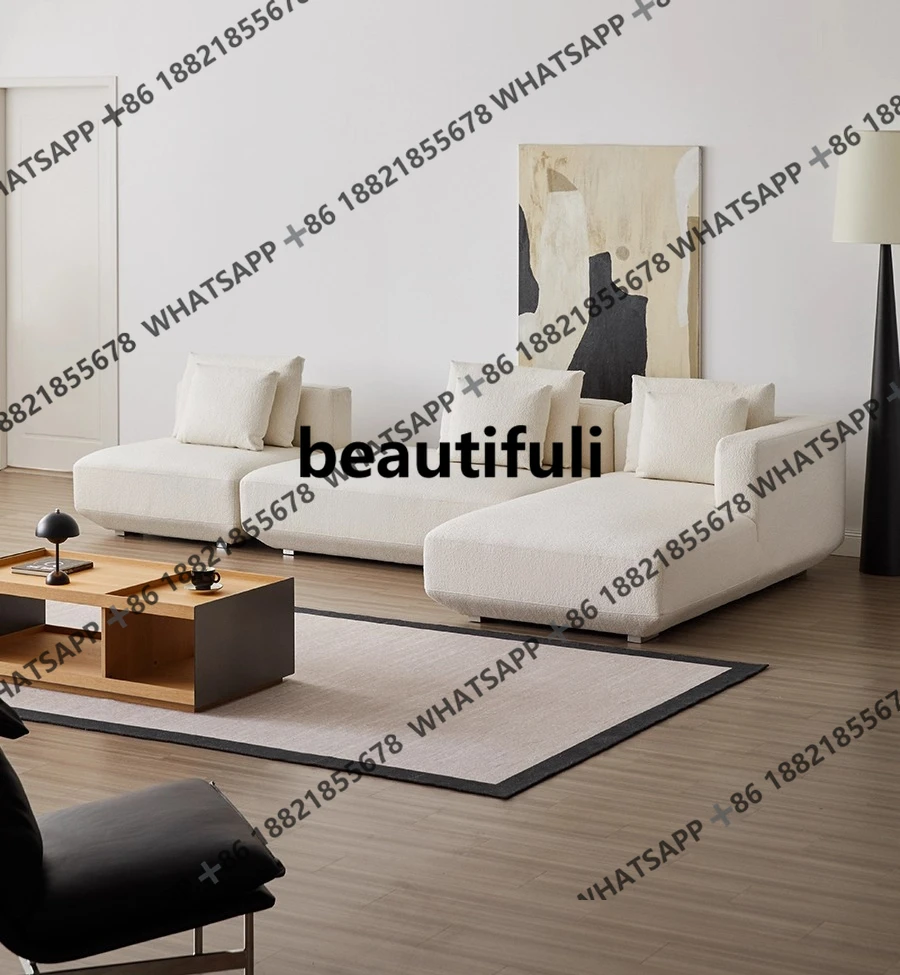 Minimal small apartment, combination sofa circle fleece cream wind corner concubine seat fabric sofa