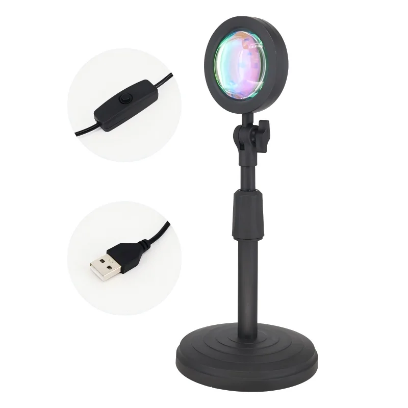 RGB Sunset Projection Lamp Remote Control LED Atmosphere Light Live Streaming Fill Light Desktop Photography Decor Night Light