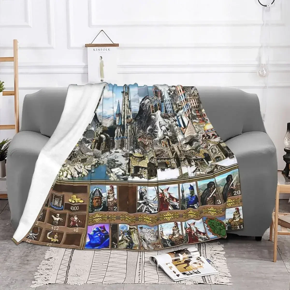 Heroes Of Might & Magic 3 Blanket Sofa Cover Flannel Print Plaid Anime Breathable Throw Blankets for Sofa Travel Rug Piece