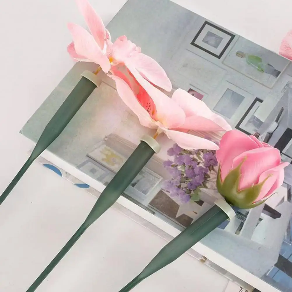 25 Pcs 6 Inch/12 Inch Flower Tube Reusable Green Floral Water Tubes Plastic Stem Water Tubes with Silicone Caps Florist Supplies