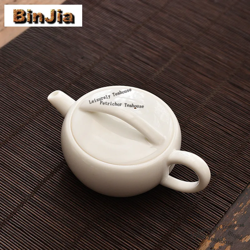 150ml Dehua White Porcelain Wide Mouth Teapot Luxury Tea Infuser Pot Tea Soaking Kettle With Ball Hole Drinkware Ornaments Gift