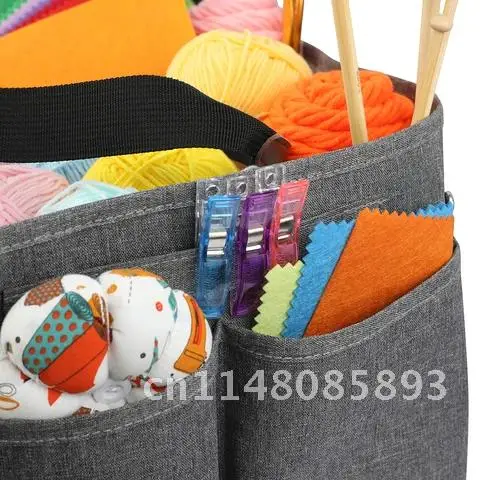 

New Waterproof Yarn Storage Bag Gray Color Crochet Hooks Knitting Bags Rectangular Sewing Accessories Bags Gift Bag For Women