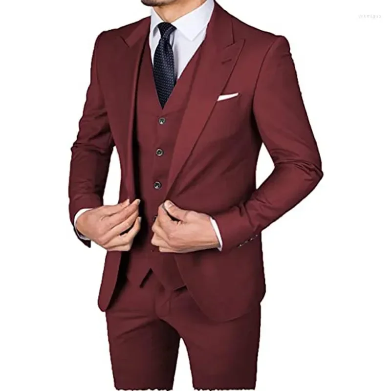 Men's Suits Lastest 3 Pieces Slim Fit Tuxedo Wedding Party Suit For Men Blazer Vest Pants Business Formal Costume Homme