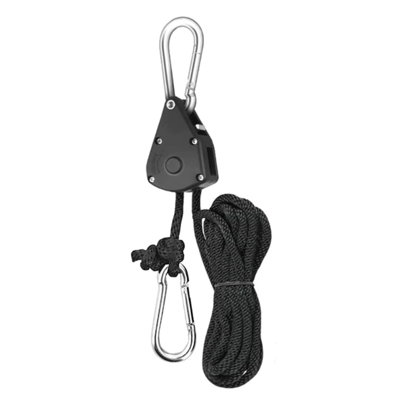 Adjusted Rope Hangings Tent Grow Plant Pulleys Rope Clip Ratchet Hanger Metal Pulleys Hook Camping Stop Buckle