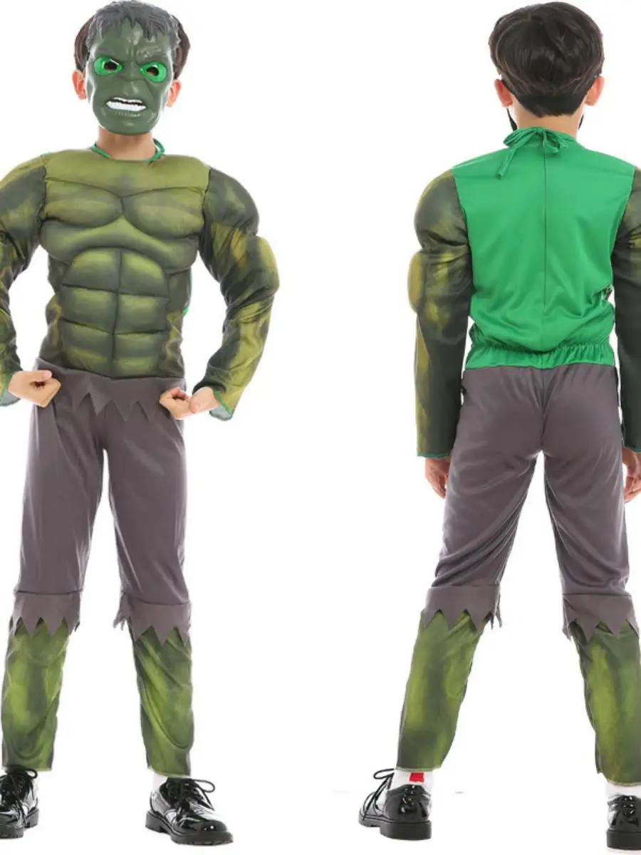 ชุดแสดงบนเวที โลวีน อีน ชุดยักษ์พร้อมหน้ากากเรืองแสง ถุงมือ สายรัดข้อมือ เข็มขัดคาดเอว ผ้าฝ้าย ชุดพื้นเมือง