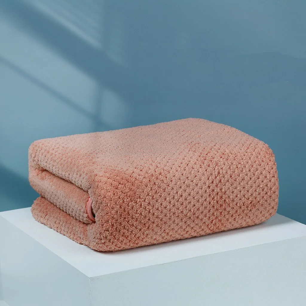 Coral Velvet Bath Towel Pineapple Grid Large Bath Towel Thickened Beach Towel Absorbent Household Adult Bath Towel