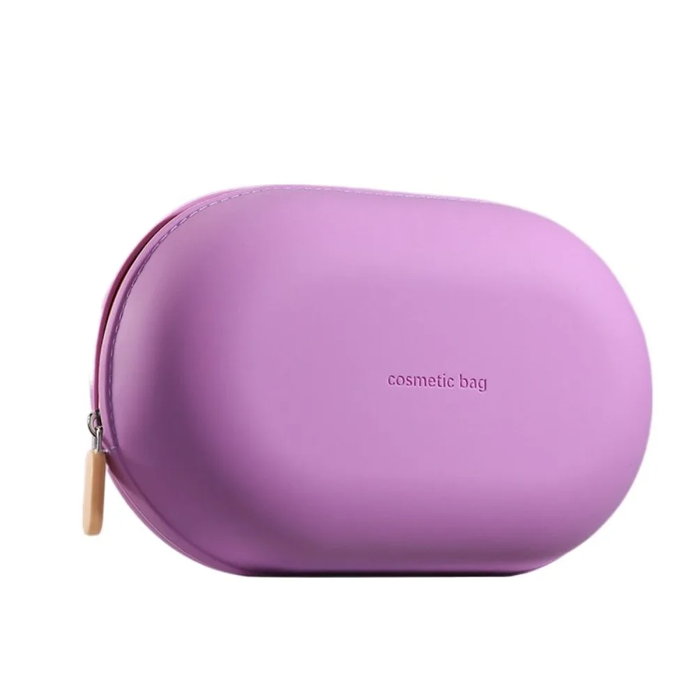 Large Capacity Silicone Cosmetic Bag Zipper Closure Waterproof Travel Storage Bag Space Saving Soft Makeup Pouch Small Item