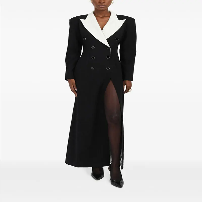 

New Arrival Women Turn-Down Collar Coat Patchwork Long Sleeve Coat