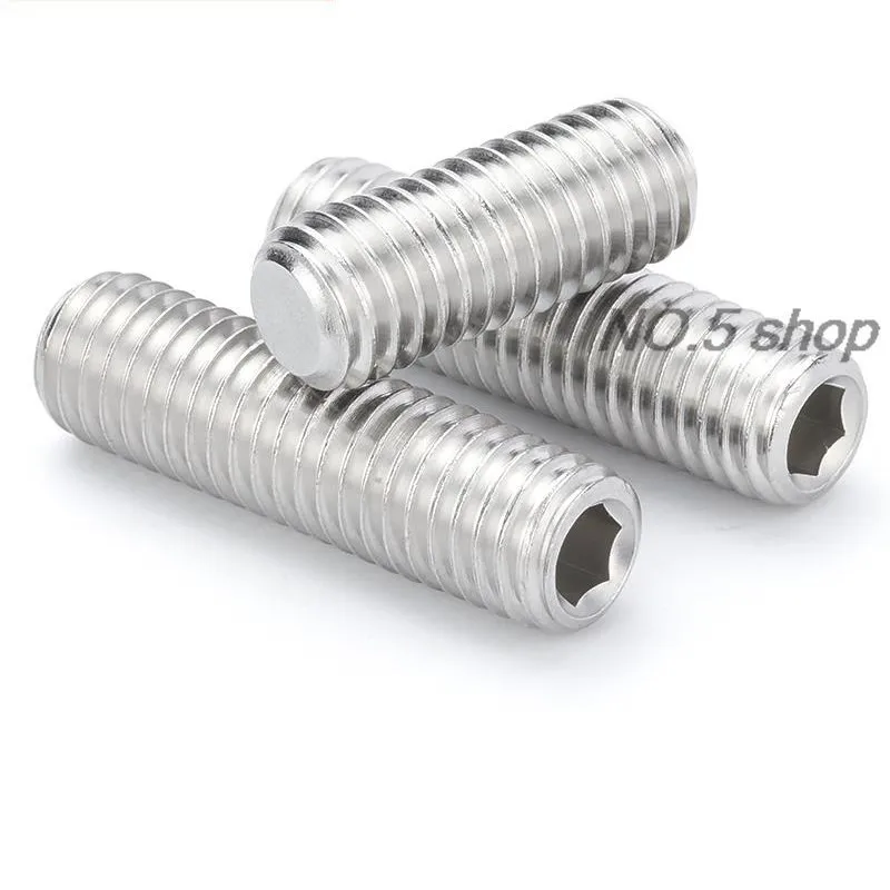 20Pcs M8x6/8/10/12/16mm 304 Stainless Steel Flat End Set Screw Hexagonal Socket Headless Machine Screw