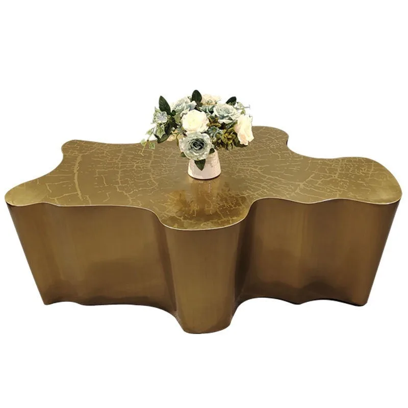 

Light luxury stainless steel coffee table villa model room stainless steel living room coffee table