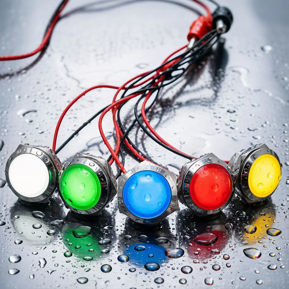 Metal LED Indicator Light 12mm 16mm 19mm 22mm Waterproof Spherical Round Signal Lamp Red Blue Green Orange White Panel Mount 12V