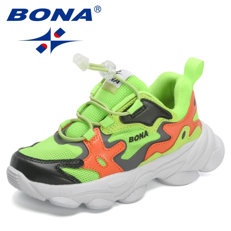 BONA 2023 New Designers Fashion Sneakers Child Walking Shoes Kids Non-slip Lightweight Sports Shoes Child Quality Running Shoes