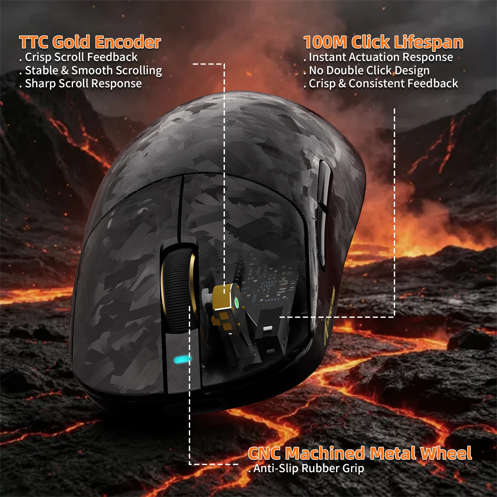 ATTACK SHARK RS3Ultra Tri-Mode Gaming Mouse, Carbon Fiber Lightweight, PAW3955MAX Sensor, Dual 8K Polling Rate,with C06ultra