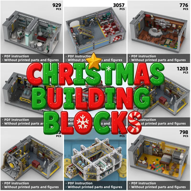 

Falowt！Piece Apocalyptic Bunker Building Bricks ntricate Vault Interior with Tech Machinery Underground Shelter Diorama