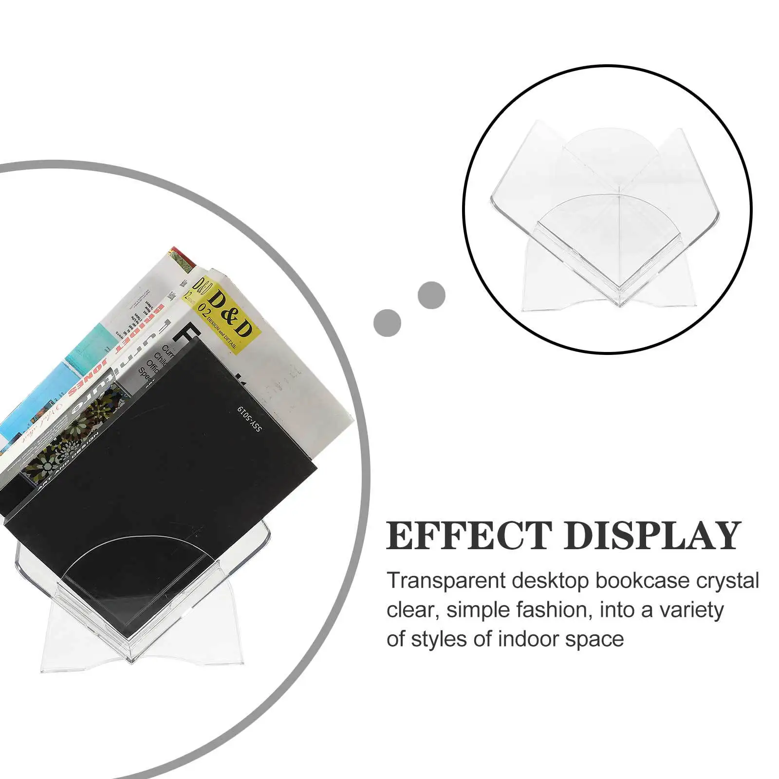 

1pcs Transparent Book Stand Desktop Storage Organizer Rack Small Book Container Multi-Function Bookshelf Sundries Shelf Table