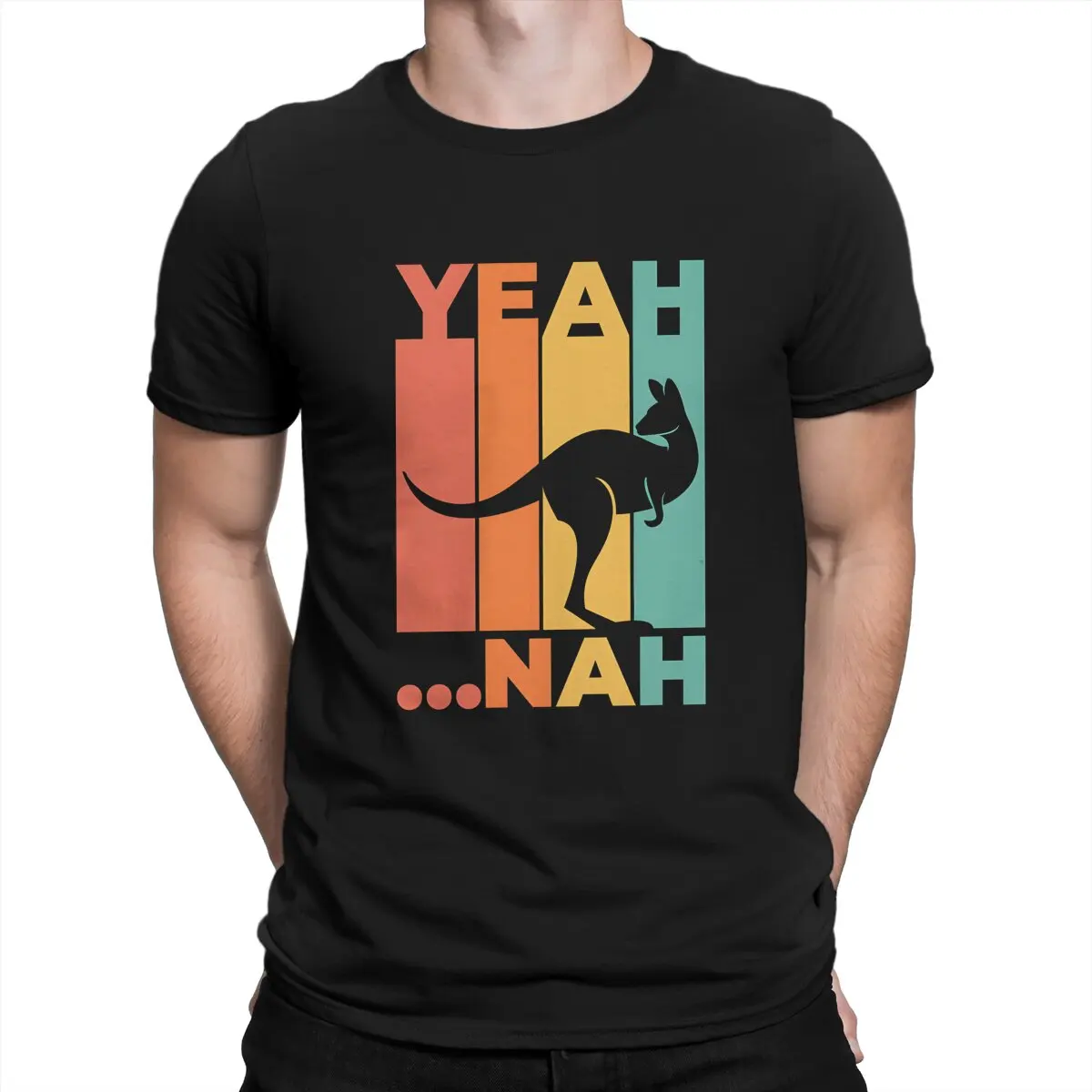 Yeah Nah Hip Hop Polyester TShirt Australian Kangaroo Style Tops Leisure T Shirt Male Short Sleeve