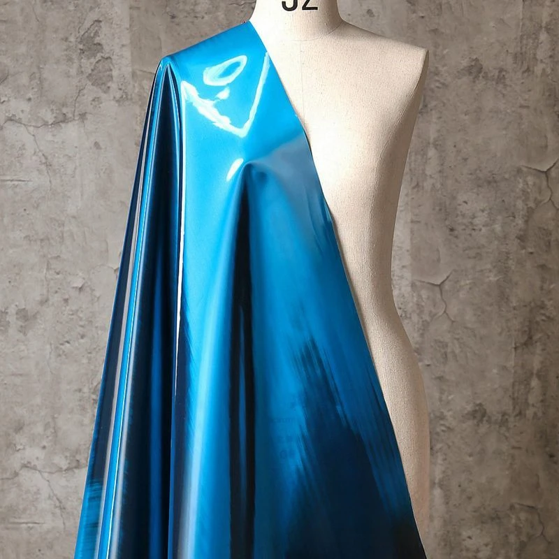 Sapphire TPU Gradient Mirror Gloss Wrinkle Resistant Three-dimensional Silhouette Background Creative Clothing Designer Fabric