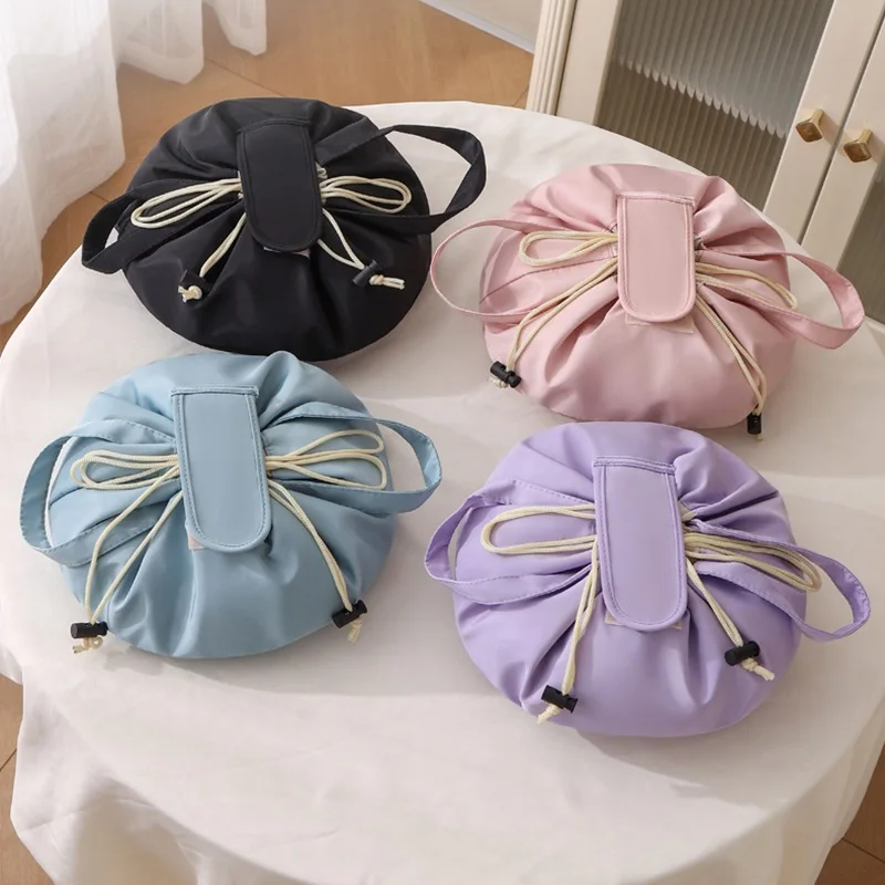 

Pastel Color Lazy Makeup Bag, Minimalist Drawstring Cosmetic Organizer, Aesthetic Travel Toiletry Pouch