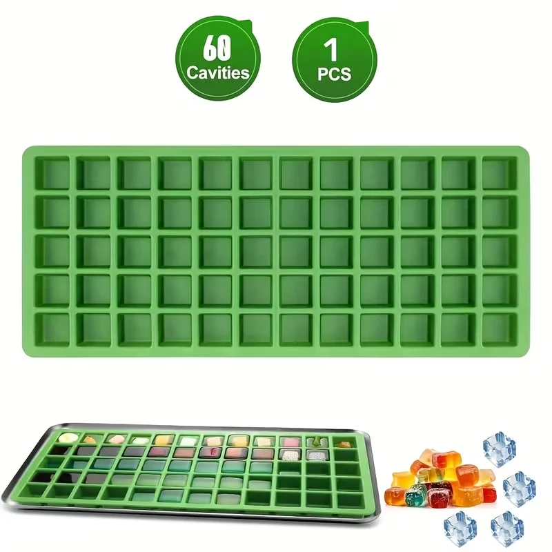 1pc 60-Cavity Square Silicone Candy Molds, Non-stick Mini Candy Gummy Jelly Molds, Reusable DIY ice/candy/Chocolate Making Mold