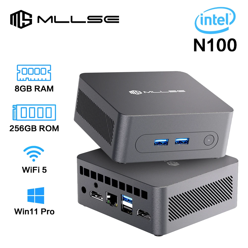 MLLSE-Mini PC G3 Alder Lake N100, Windows 11 Pro, Intel 12e DDR4, 8 Go de RAM, 256 Go, Dean WiFi 5, BTéclairé, Ordinateur de bureau, Travail