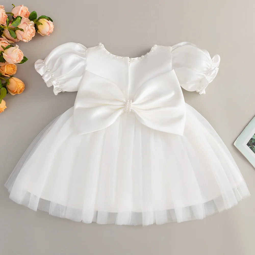 

HETISO Toddler Girl First Birthday Dresses Beading Cute Baby Baptism Gown Kids Wedding Party Elegant Princess Dress Gift