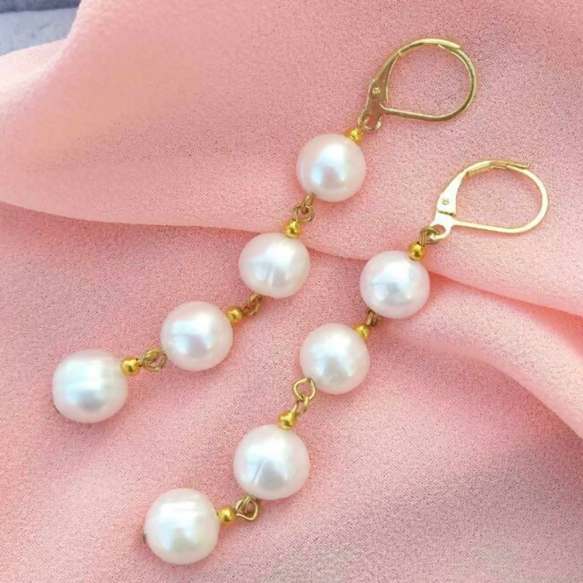 Pendientes de perlas redondas para mujer, aretes de oro de 14K, color blanco Natural del Mar del Sur, colgantes de plata, aros para la oreja, hechos a mano con Clip