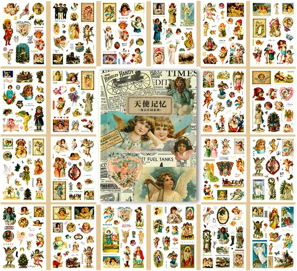 6 Styles of Vintage Journal Stickers for Scrapbooking, Ephemera Aesthetic Sticker Book for Junk Journals Planner Decor