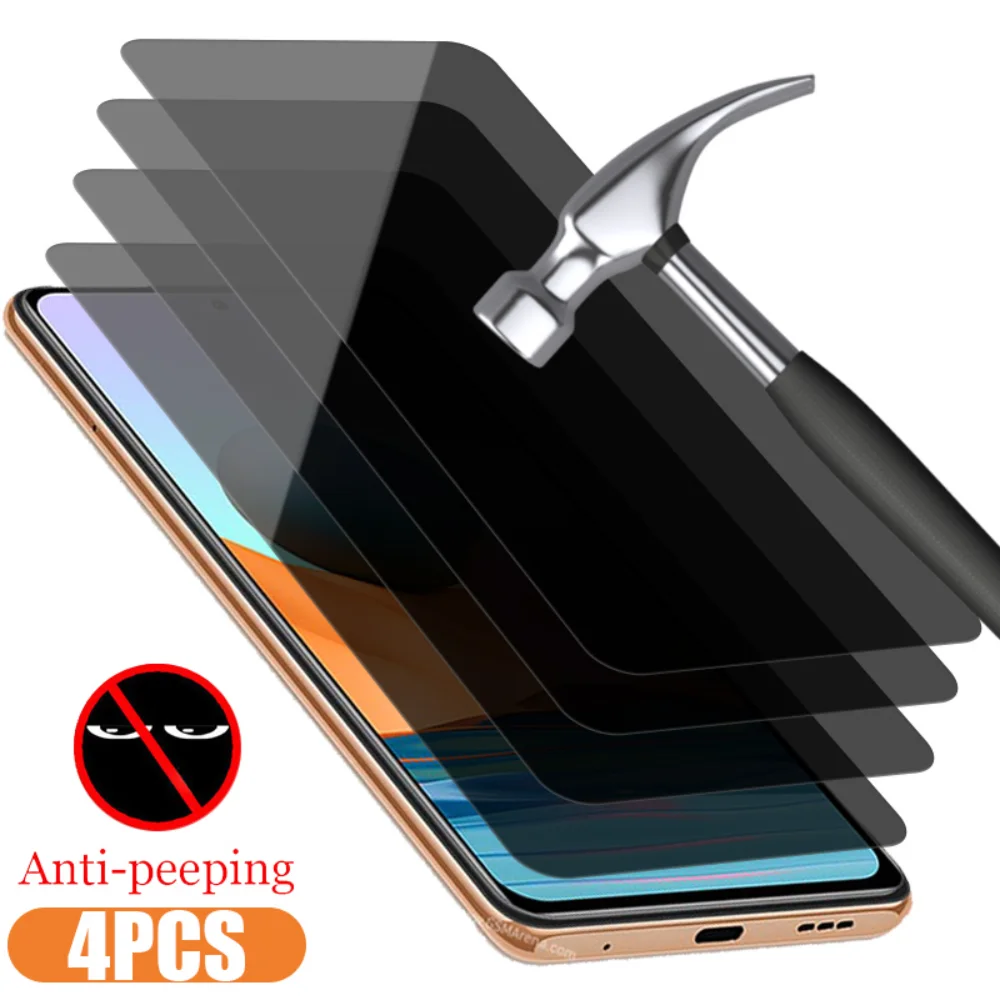 

4PCS Privacy Tempered Glass For Redmi Note 9 10 11 12 Pro 11S 10S Anti-Spy Glass For Xiaomi Redmi 9 10 9AT 9C NFC 10C 10 Glass