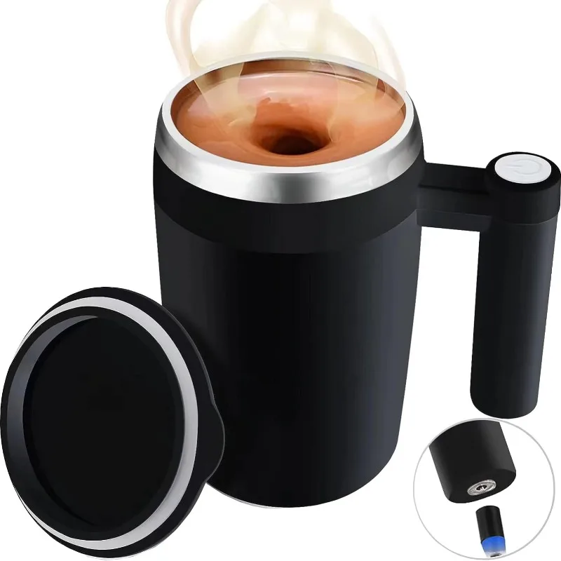 

Self Stirring Mug 14oz Rechargeable Waterproof Auto Coffee Cup - Best Gift for Office/Kitchen/Travel - Black