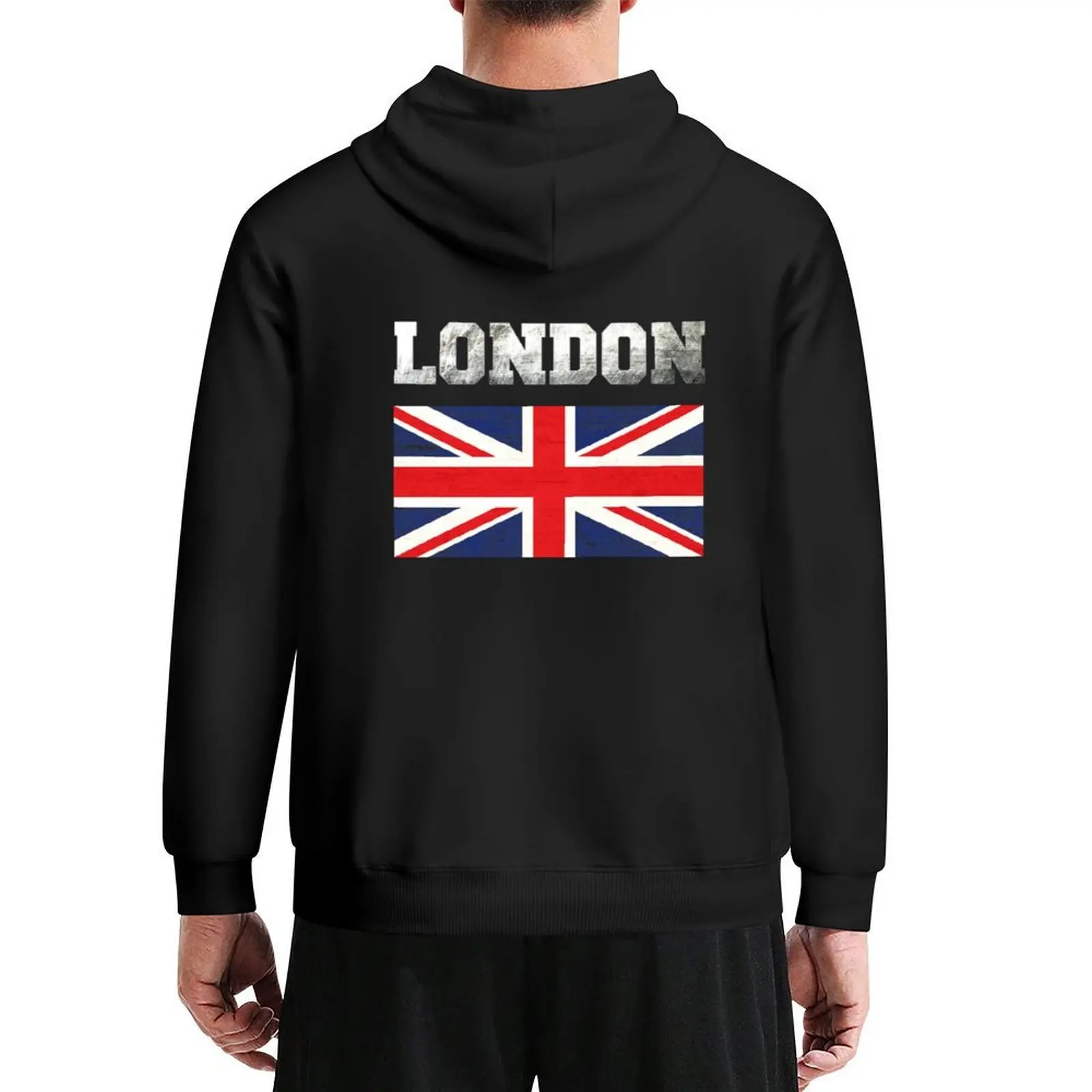

London United Kingdom vintage Great Britain British Flag distressed Hoodie men's winter sweater korean style clothes hoodie men