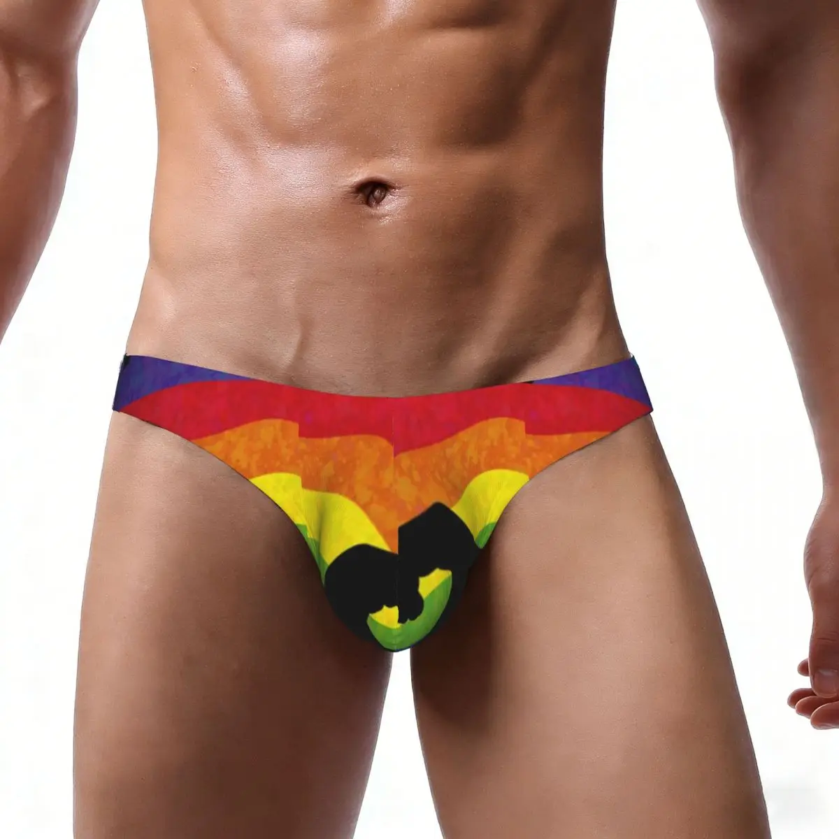 Men's Panties Man Briefs Heart Colorful Rainbow Flag Sexy Underwear Male Bikini Underpants