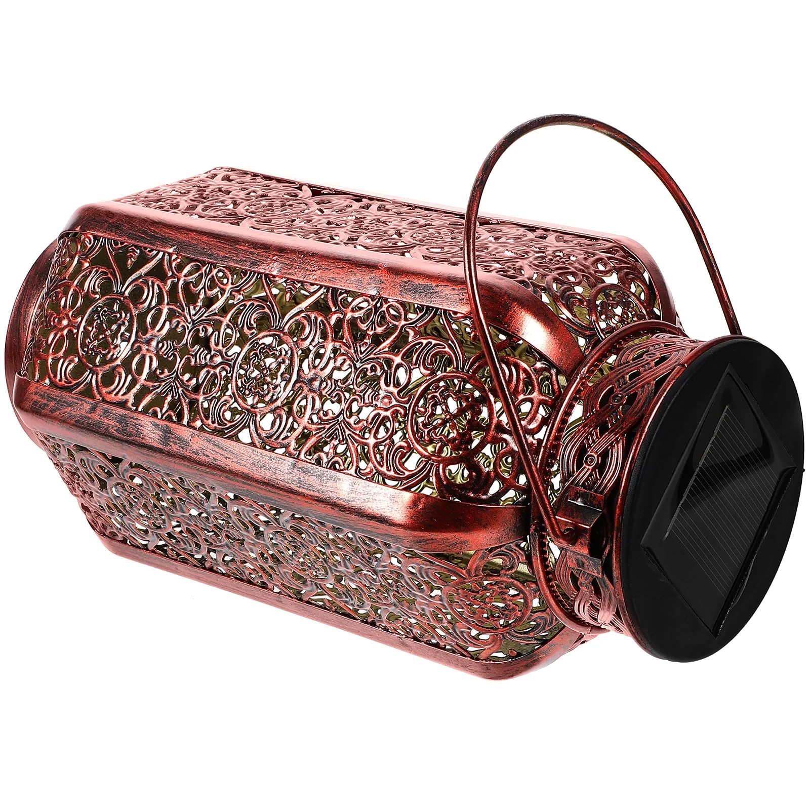 

1pc Solar Hexagon Hollow Lantern Iron Art Waterproof Hanging Light For Garden Patio Yard Pergola Porch Golden Ip55 Outdoor Lamp