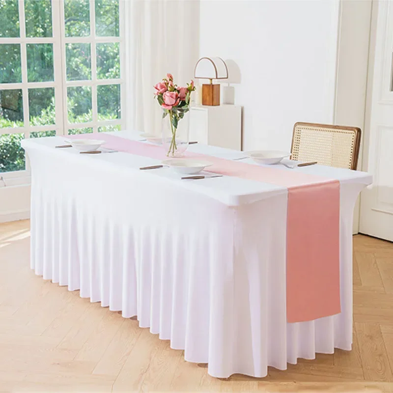 8FT 1-20pcs Spandex Stretch Tablecloth Hotel Banquet Wedding Party Table Cover fitted white/black Table Skirt Tablecloth